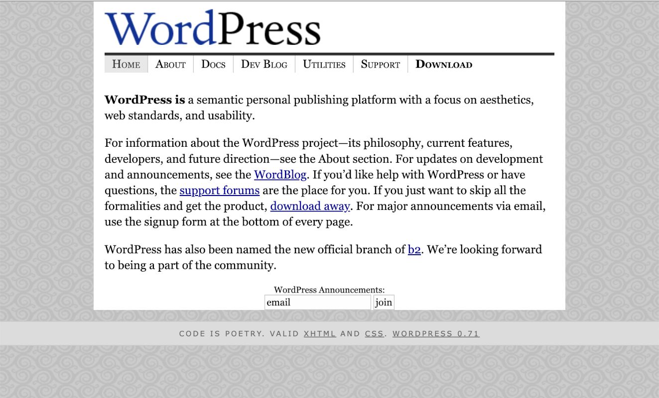 WordPress, June 2003