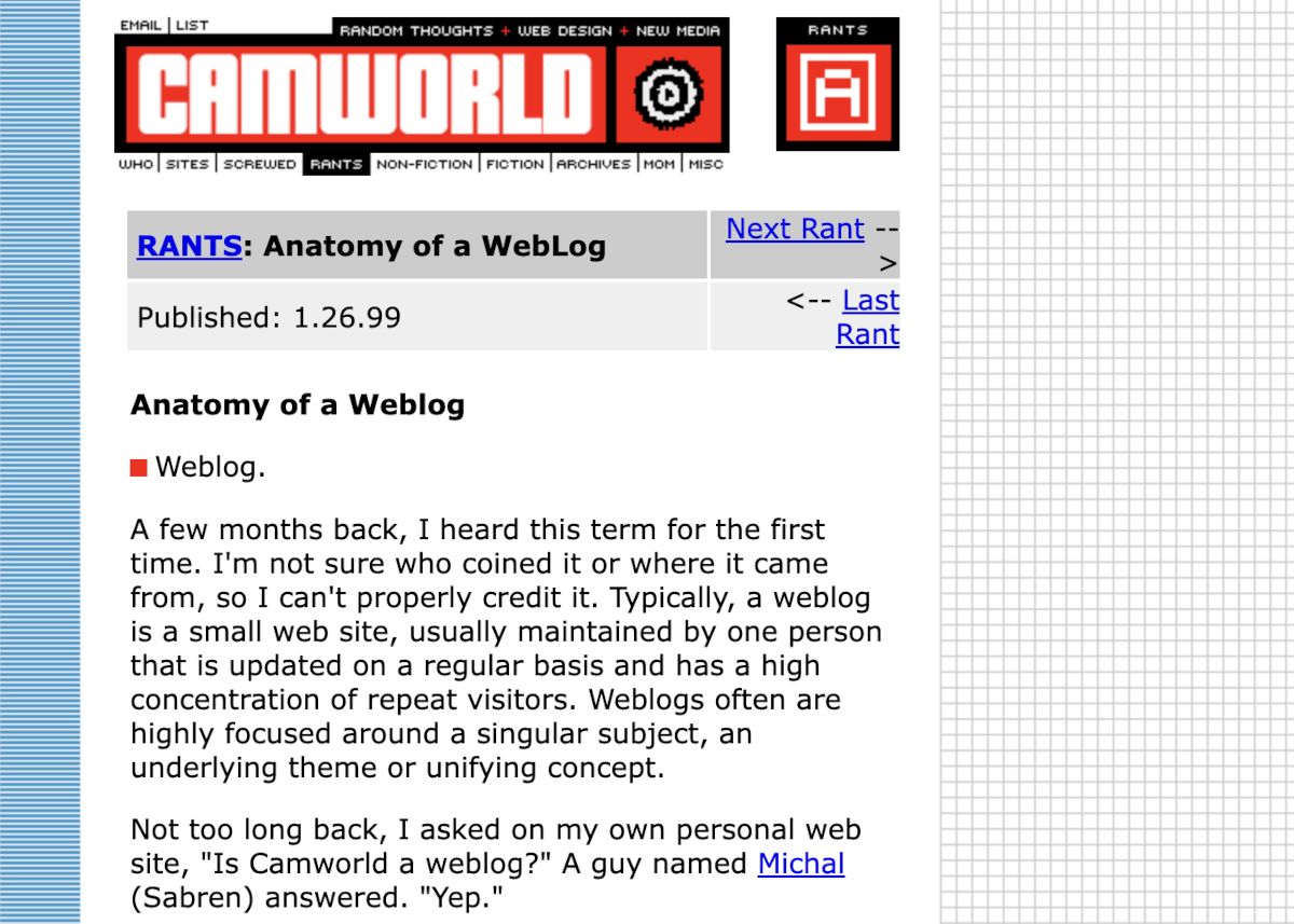 Camworld, April 1999