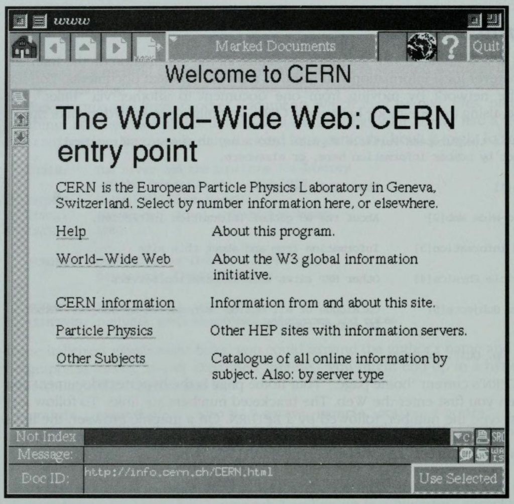 CERN homepage circa 1992, on the Viola browser