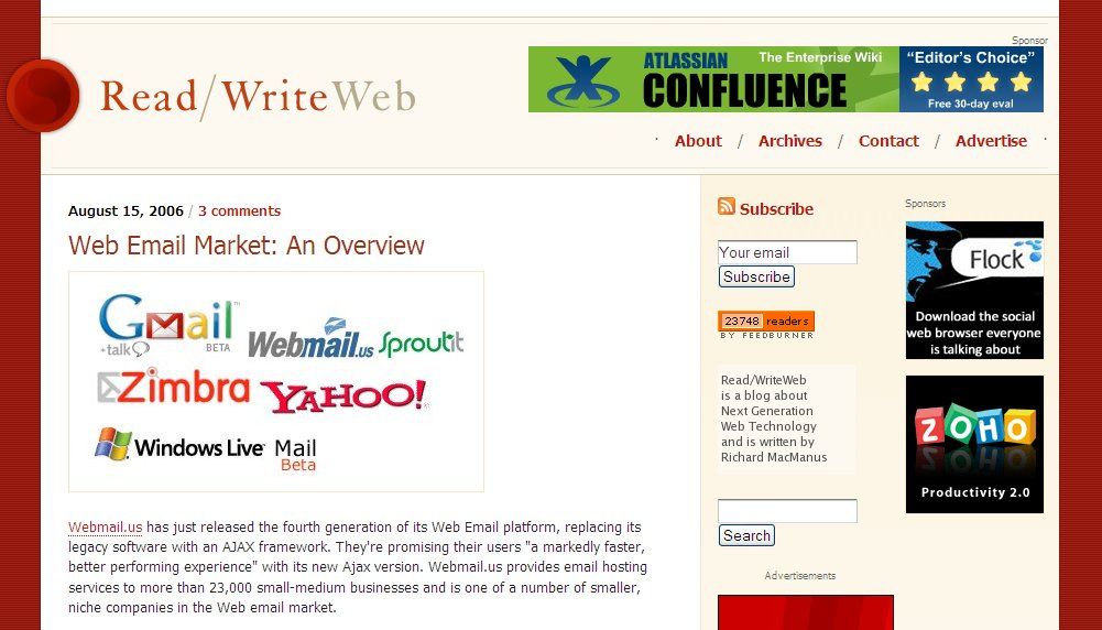 ReadWriteWeb screenshot August 2006