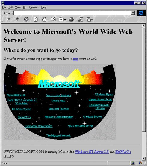 Microsoft’s website, some time between April 1994 and August 1995.