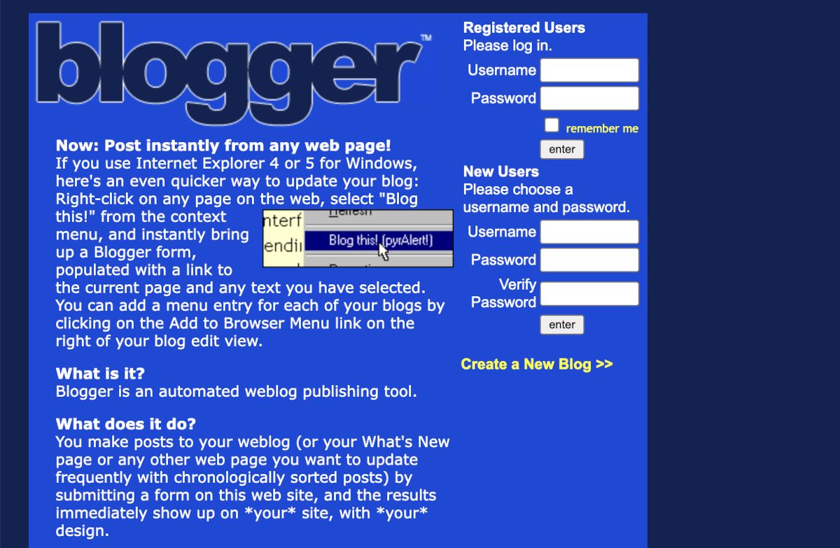 Blogger, 3 November 1999