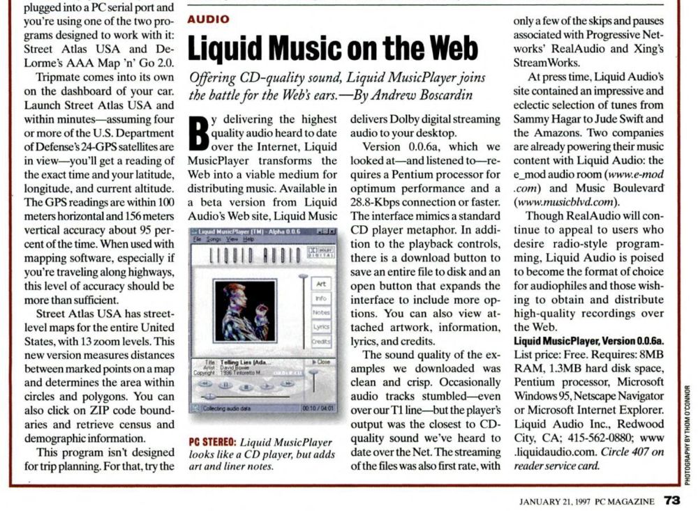 Liquid Audio profile, PC Magazine, January 1997