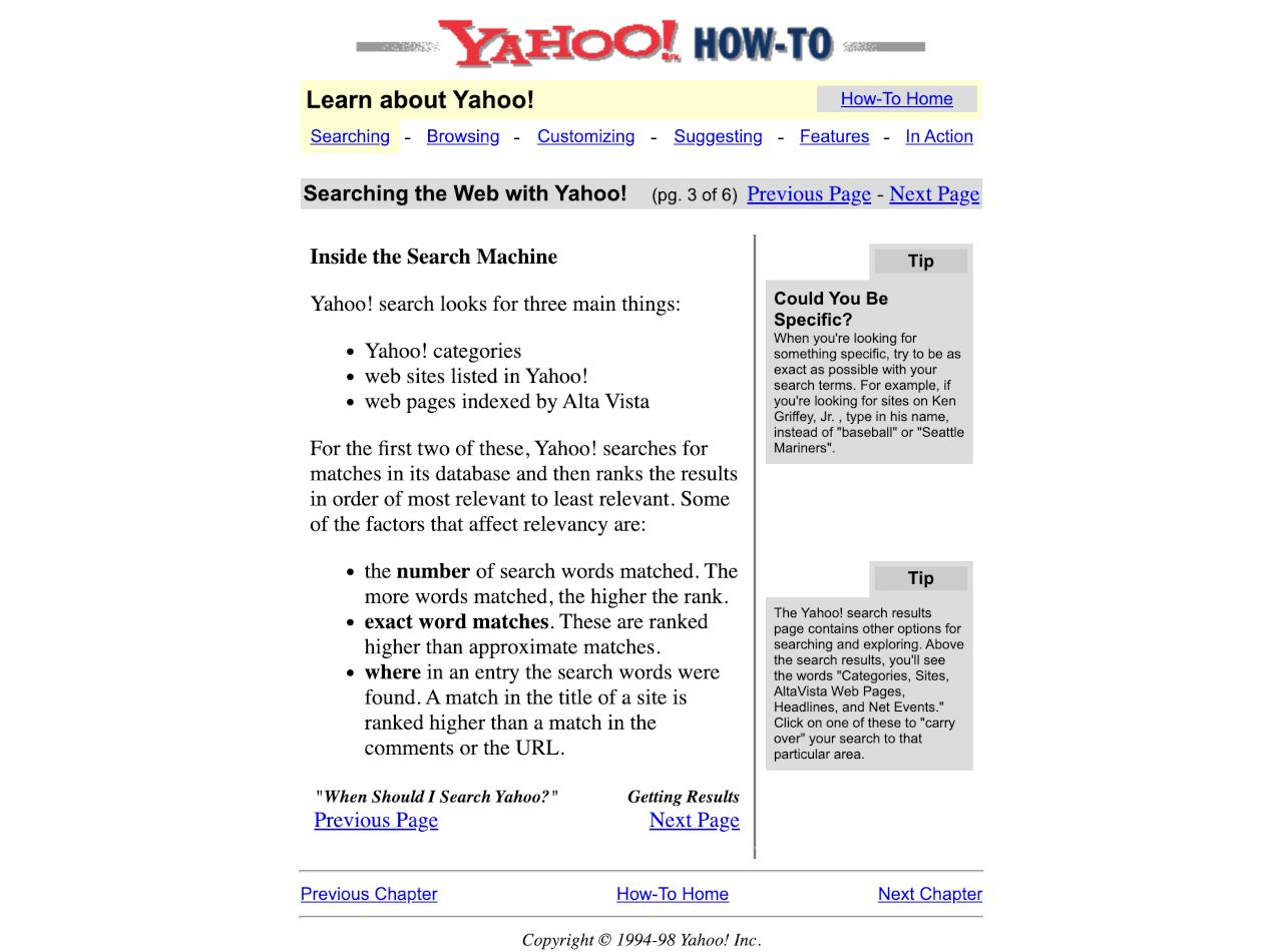 Searching the Web with Yahoo!