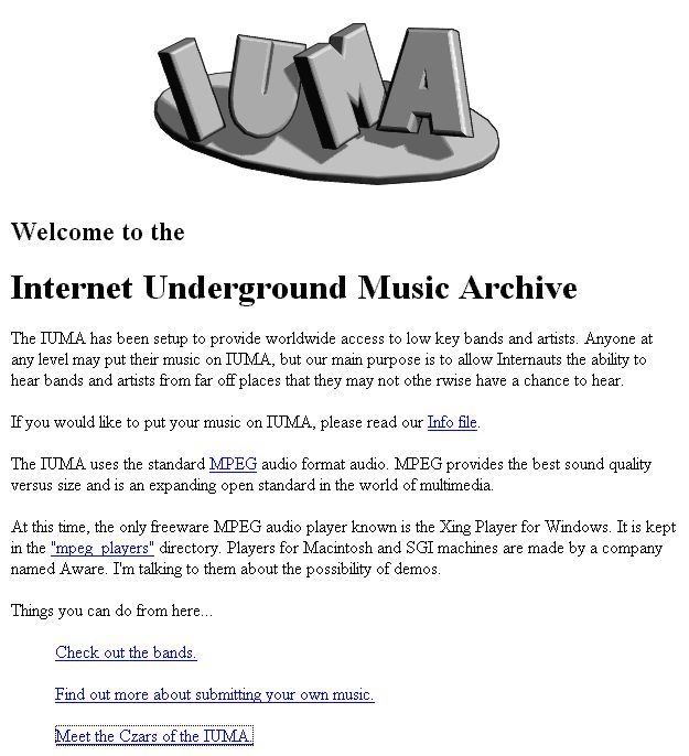 Original IUMA homepage