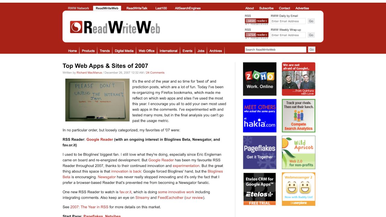 Top Web Apps and Websites of 2007