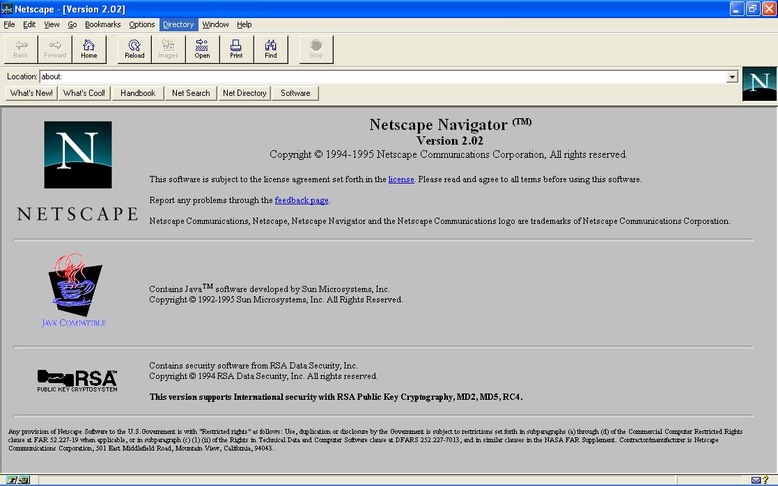 Netscape browser 1995