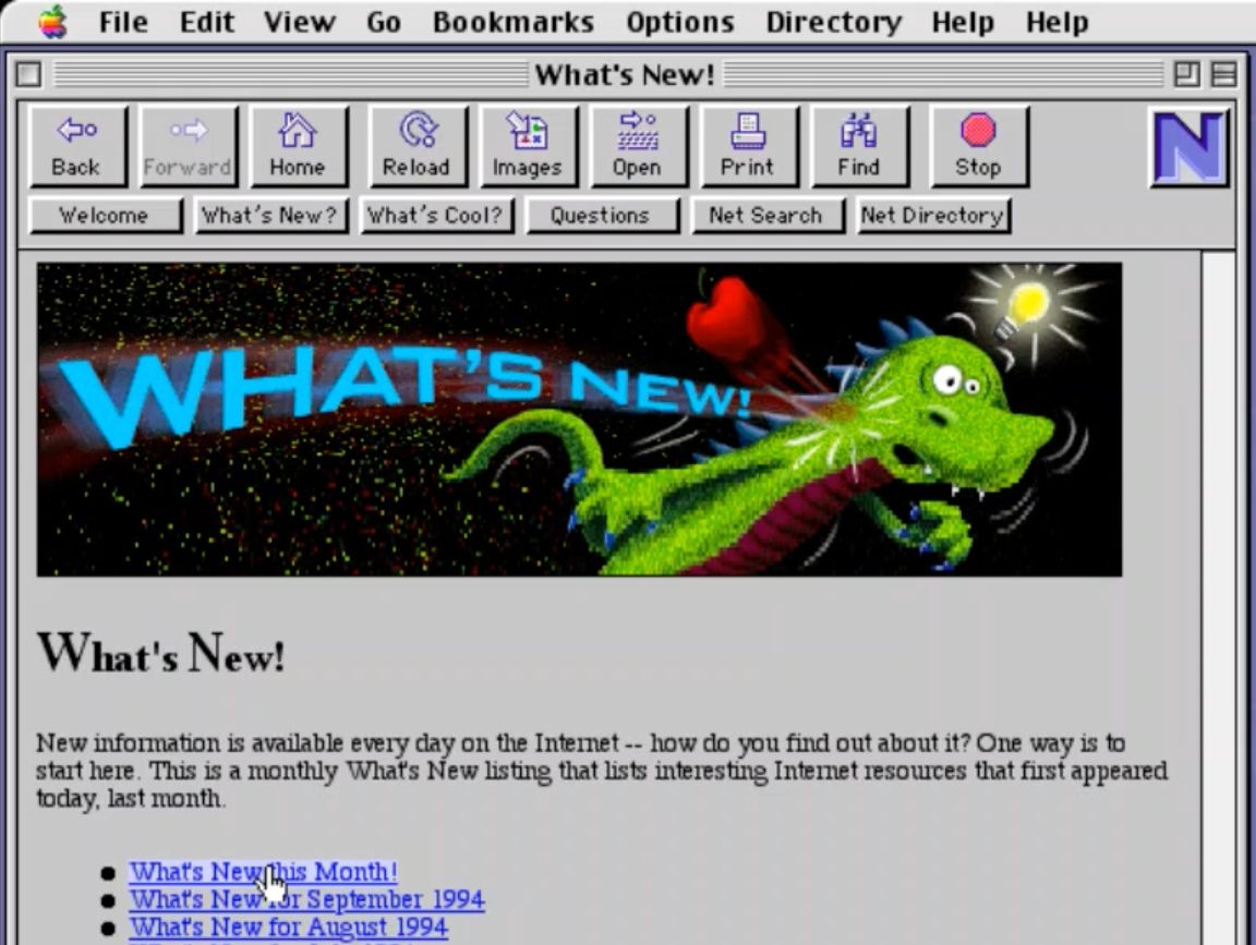 Netscape What's New, 1994