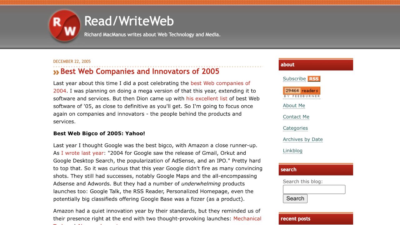 Best Web Companies and Innovators of 2005