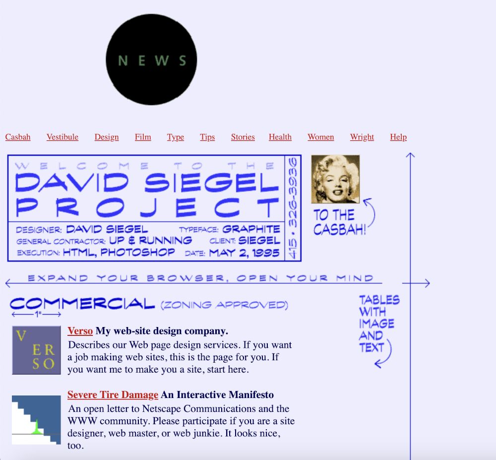 David Siegel's homepage, February 1997