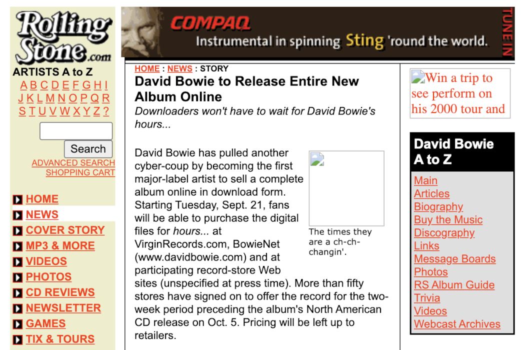Rolling Stone Bowie story, September 1999
