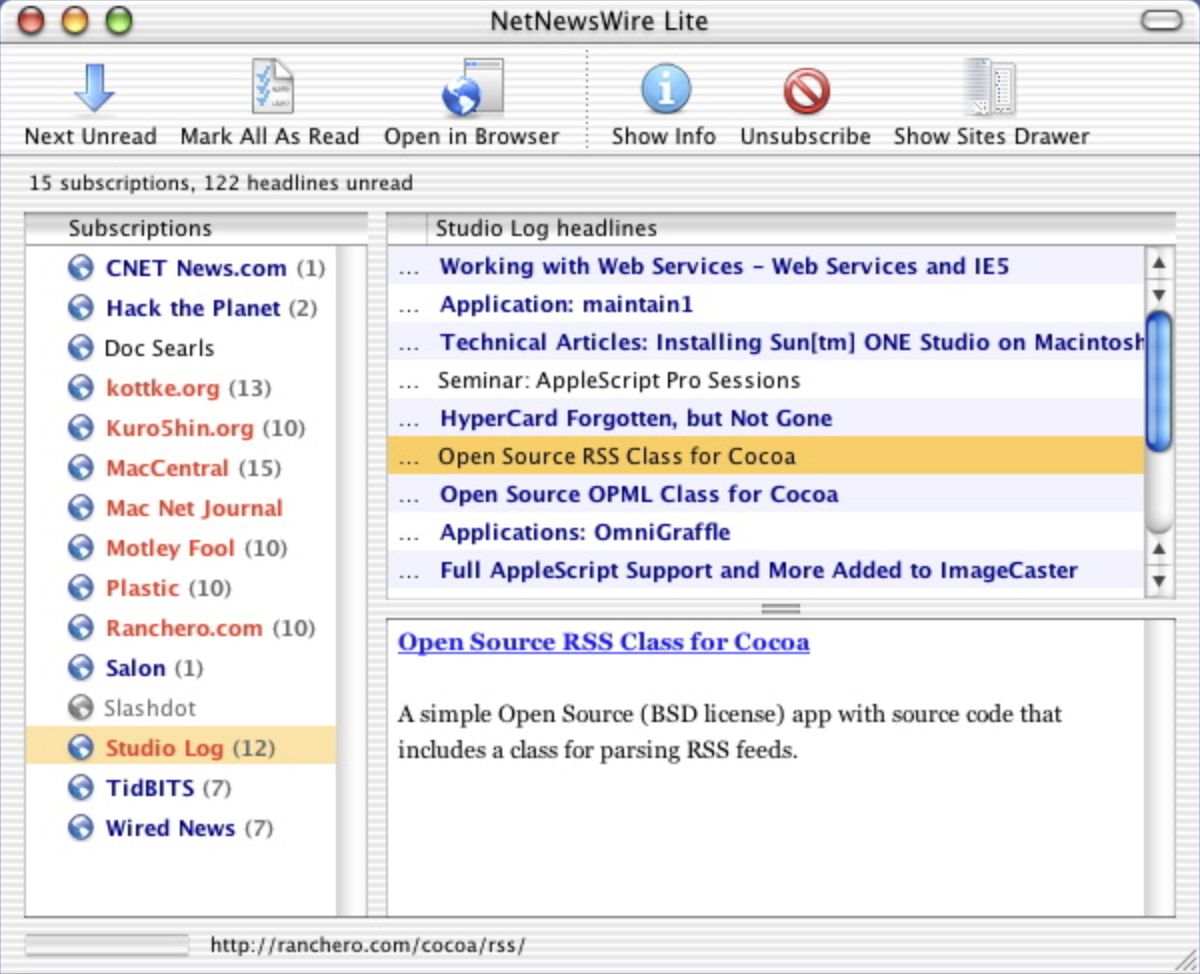 NetNewsWire 1.0, 2003
