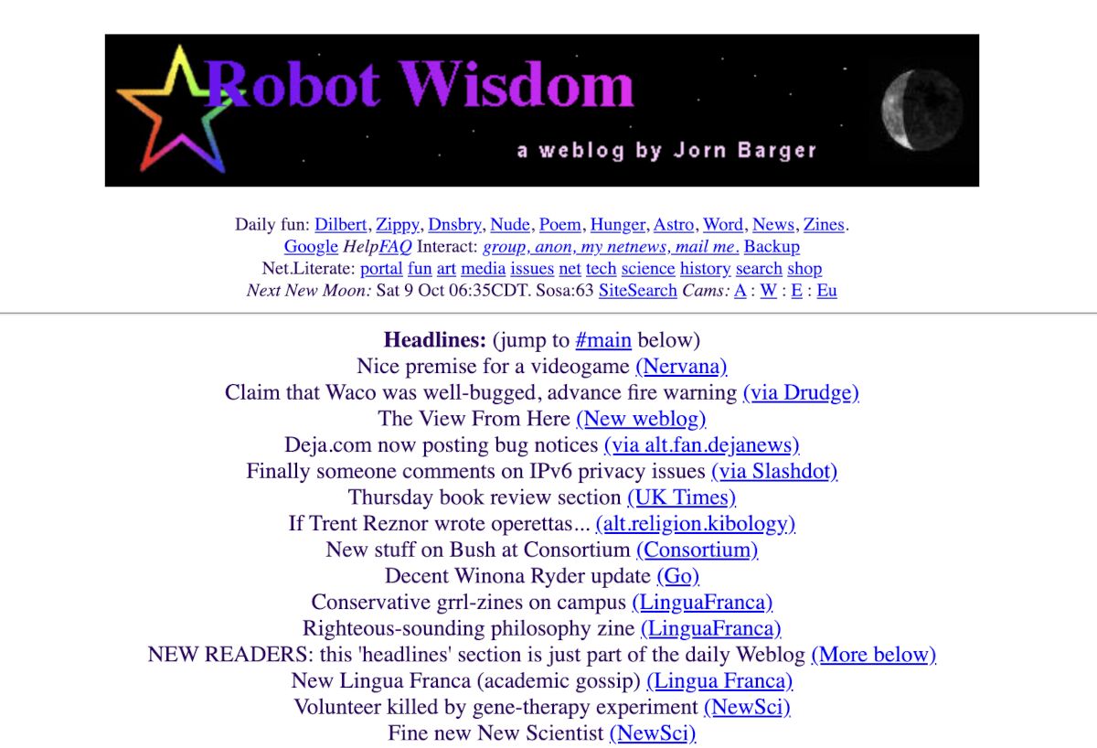 Robot Wisdom, October 1999
