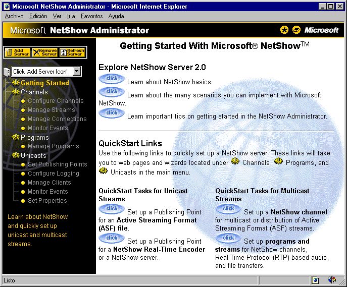 Microsoft NetShow Server, 1997