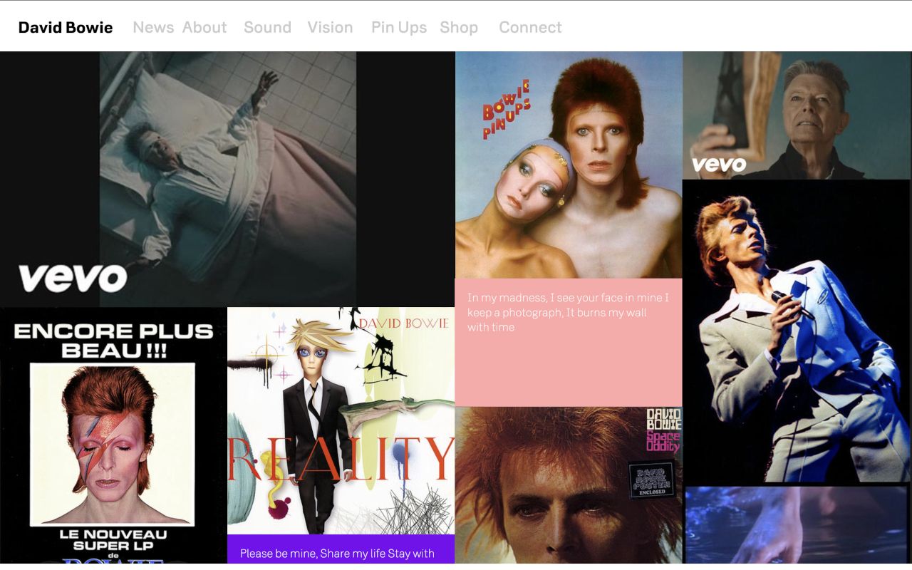 Bowie website, 11 January 2016