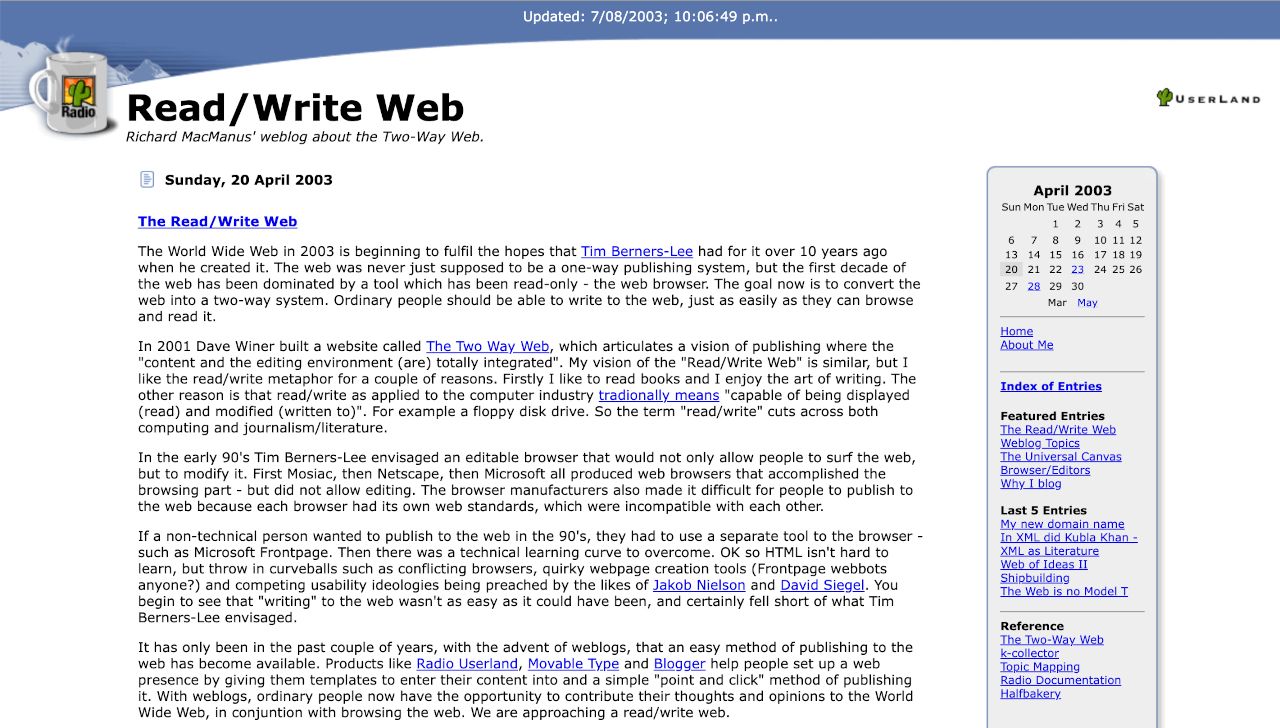 Screenshot of ReadWriteWeb in 2003